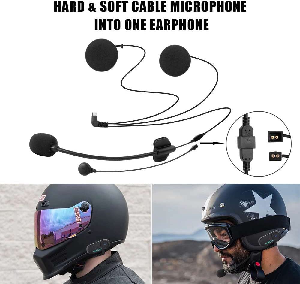 FreedConn Motorcycle Intercom Accessories Soft & Hard Earphone Mic for R1-PlusE Helmet Intercom (5 Pin)