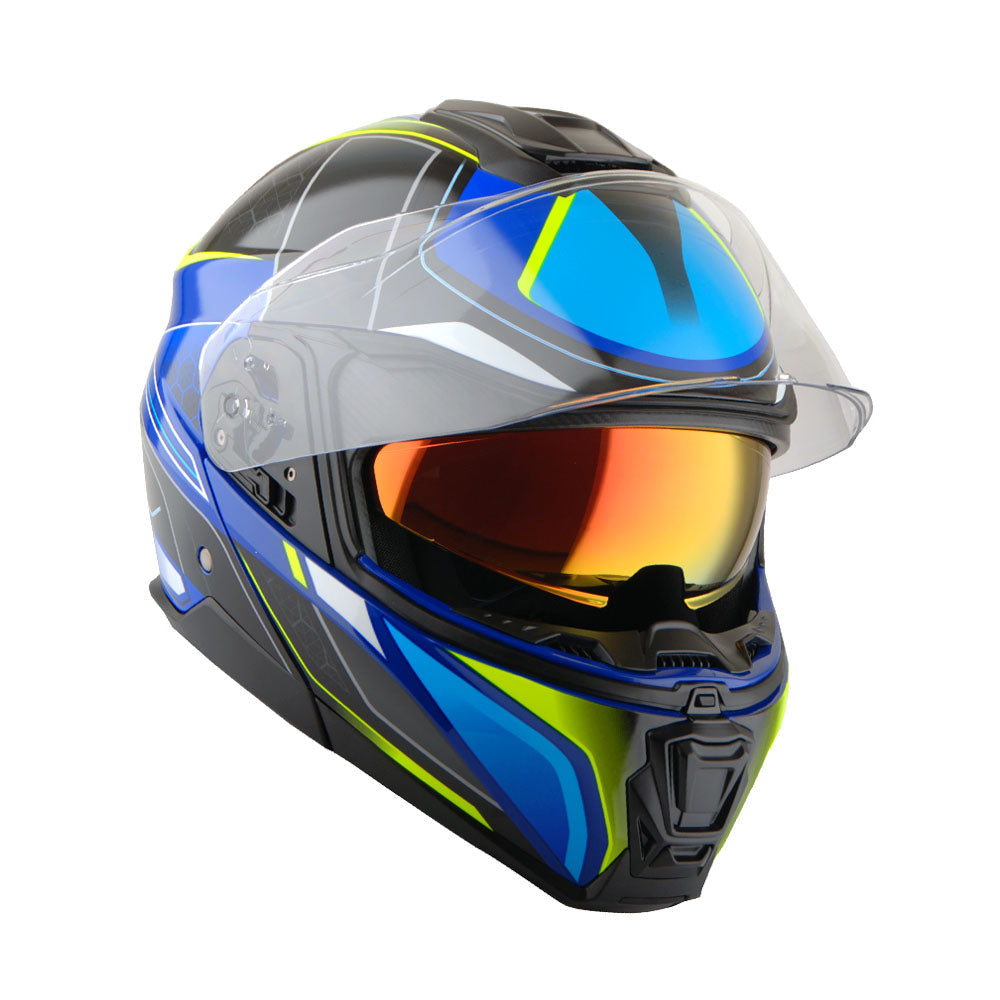 Martian Motorcycle Modular Full Face Helmet Flip up Dual Visor Sun Shield + Motorcycle Bluetooth Headset: HG362