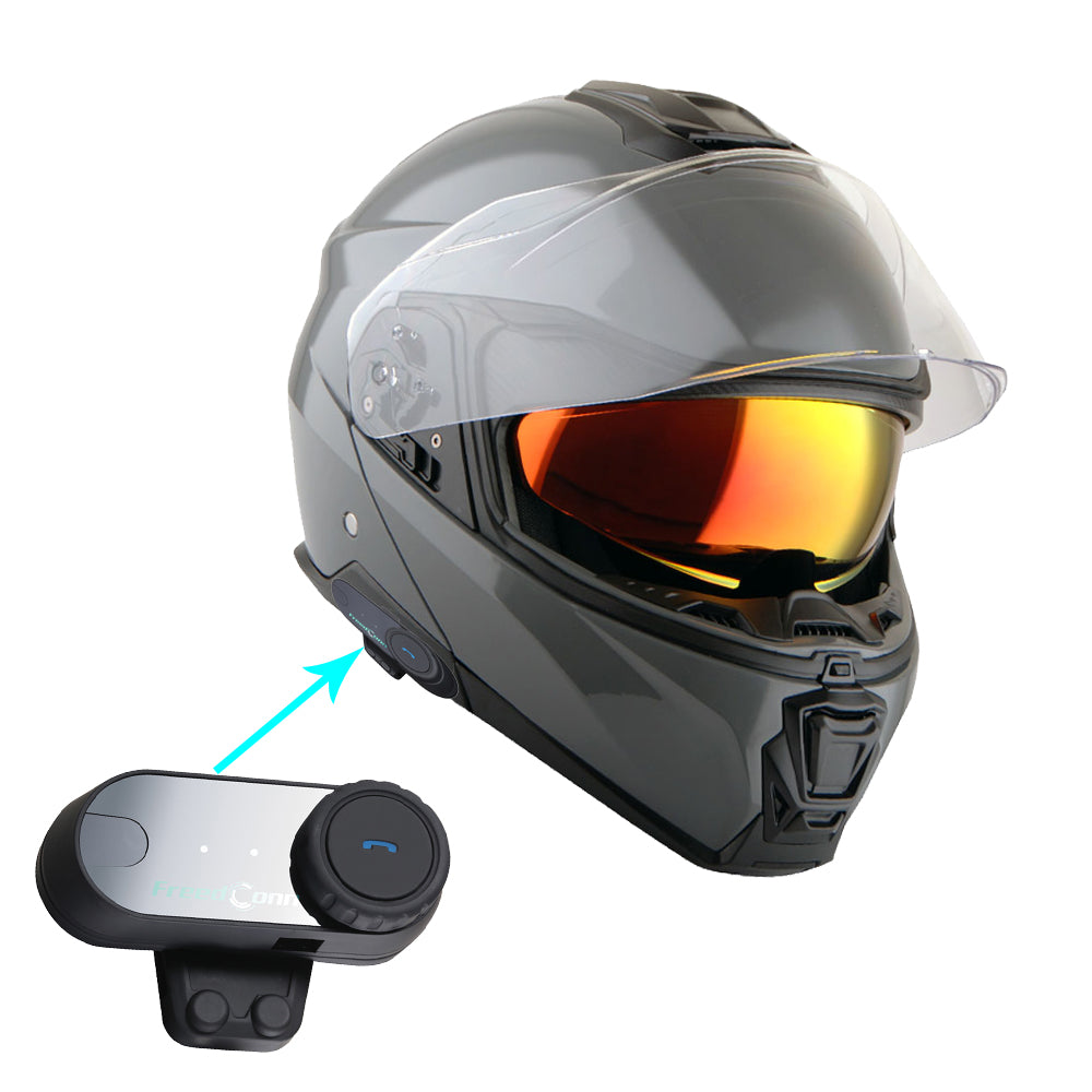 Martian Motorcycle Modular Full Face Helmet Flip up Dual Visor Sun Shield + Motorcycle Bluetooth Headset: HG362