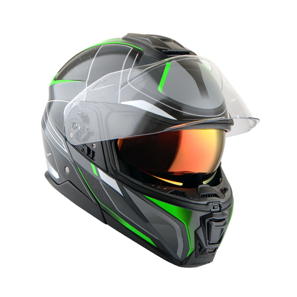 Martian Motorcycle Modular Full Face Helmet Flip up Dual Visor Sun Shield + Motorcycle Bluetooth Headset: HG362