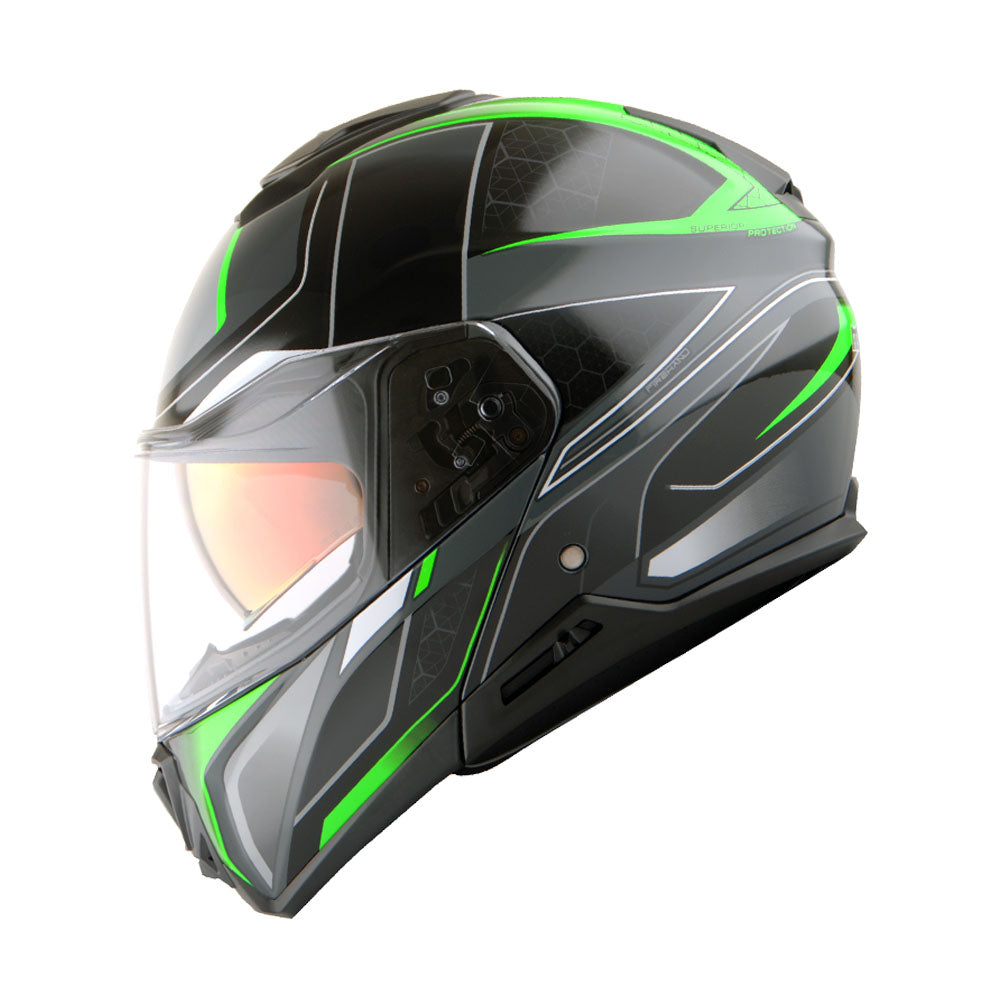 Martian Motorcycle Modular Full Face Helmet Flip up Dual Visor Sun Shield + Motorcycle Bluetooth Headset: HG362