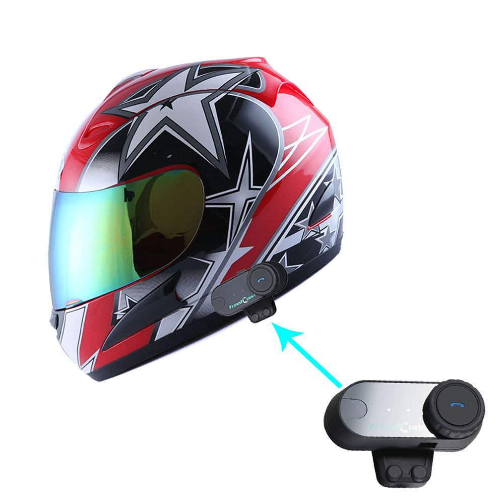 WOW Motorcycle HJM Street Bike Full Face Helmet + Motorcycle Bluetooth Headset