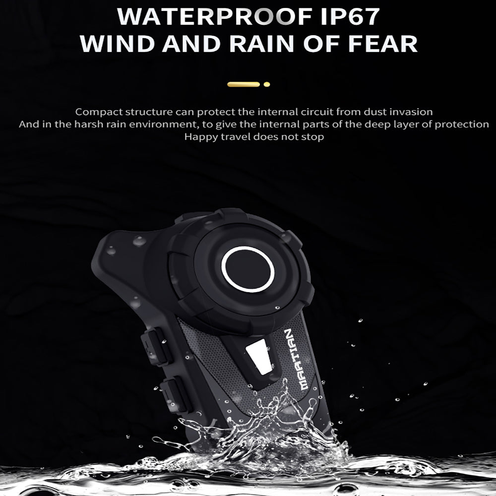 Martian Motocycle Helmet Wireless Waterproof Bluetooth Headset BlueT-S2 /6 Riders Intercom/1000M Intercom/FM Radio/Moto Biking & Skiiing/2 in 1 Microphone/