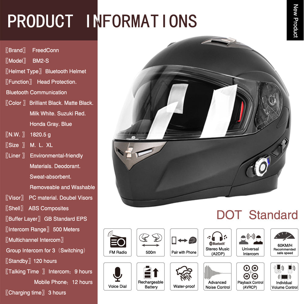 dot motorcycle bluetooth helmet R5 Modular ensuring clear vision in all weather conditions Full Face Motorcycle Bluetooth Helmets