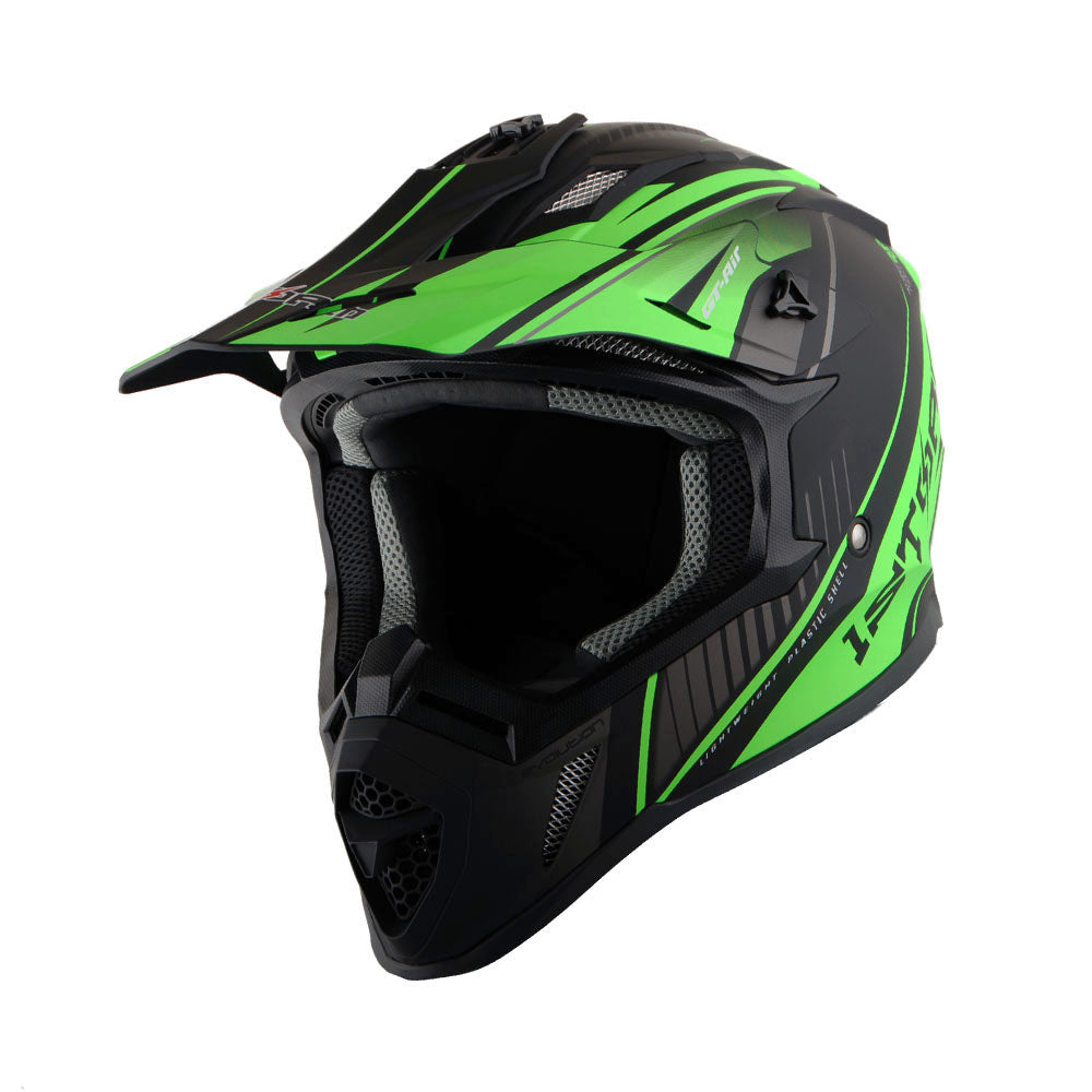 1Storm Adult Motocross Helmet BMX MX ATV Dirt Bike Downhill Mountain Bike Helmet Racing Style H637 + Motorcycle Bluetooth Headset