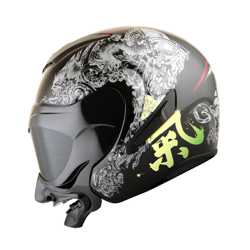 1Storm Motorcycle Open Face Fiber Glass Dual Visor Helmet HB_609 Scoot