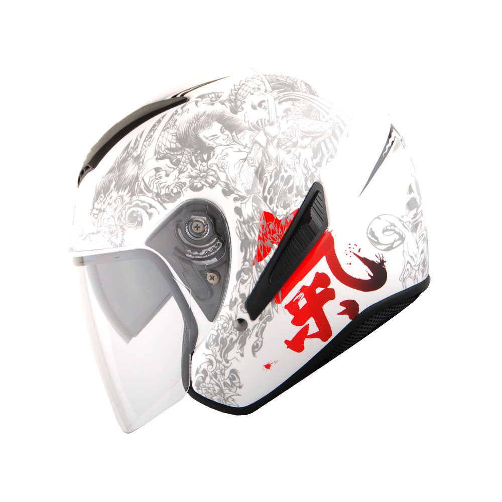 1Storm Motorcycle Open Face Fiber Glass Dual Visor Helmet HB_609 Scooter Classical Knight Bike Samurai + Motorcycle Bluetooth Headset 1Storm Motorcycle Open Face Fiber Glass Dual Visor Helmet HB_609 Scooter Classical Knight Bike Samurai + Motorcycle Bluetooth Headset