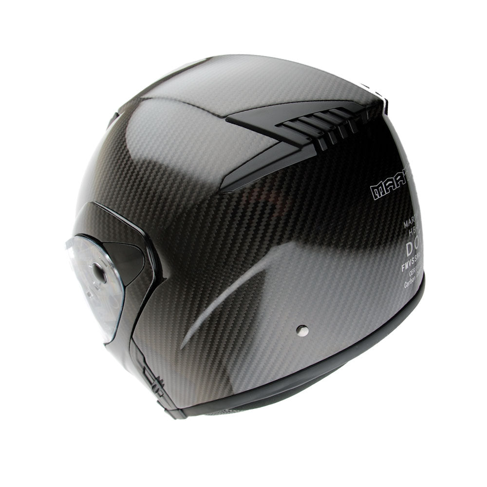 Martian Genuine Real Carbon Fiber Motorcycle Modular Flip up Full Face Helmet + Motorcycle Bluetooth Headset: HB-B1 Glossy Carbon Black