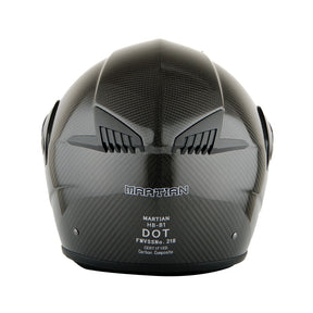 Martian Genuine Real Carbon Fiber Motorcycle Modular Flip up Full Face Helmet + Motorcycle Bluetooth Headset: HB-B1 Glossy Carbon Black