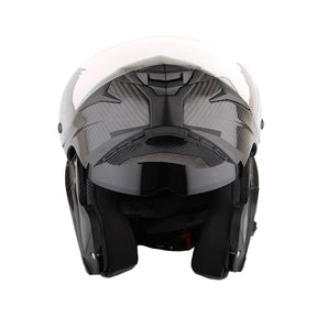 Martian Genuine Real Carbon Fiber Motorcycle Modular Flip up Full Face Helmet + Motorcycle Bluetooth Headset: HB-B1 Glossy Carbon Black