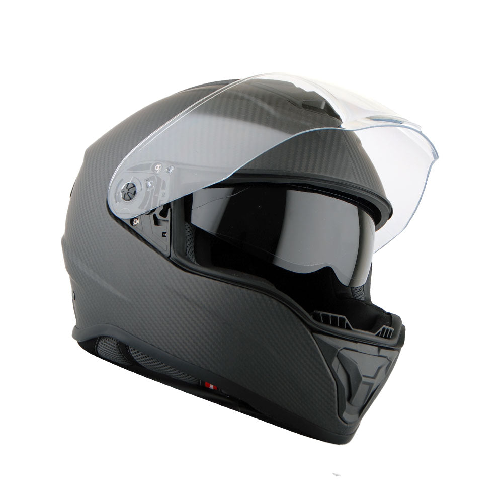 Martian Genuine Real Carbon Fiber Motorcycle Dual Visor Full Face Helm