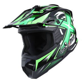 1Storm Adult Motocross Helmet BMX MX ATV Dirt Bike Helmet Racing Style HF801 + Motorcycle Bluetooth Headset