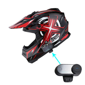 1Storm Adult Motocross Helmet BMX MX ATV Dirt Bike Helmet Racing Style HF801 + Motorcycle Bluetooth Headset