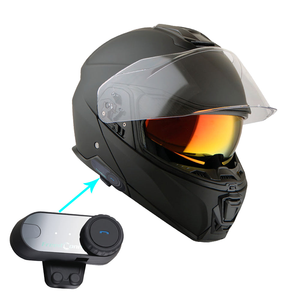 Martian Motorcycle Modular Full Face Helmet Flip up Dual Visor Sun Shield + Motorcycle Bluetooth Headset: HG362