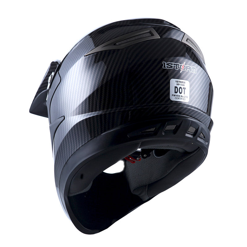 1Storm Adult Motocross Helmet Off Road MX BMX ATV Dirt Bike Mechanic HGXP14B + Motorcycle Bluetooth Headset