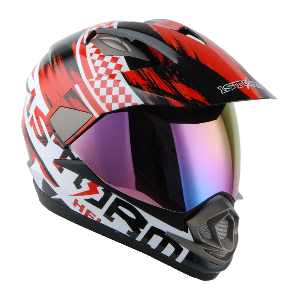 1Storm Dual Sport Helmet Motorcycle HGXP14A Full Face Motocross Off Road Bike + Motorcycle Bluetooth Headset