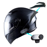 1Storm Motorcycle Modular Full Face Flip up Dual Visor Helmet + Spoiler + Motorcycle Bluetooth Headset: HJK316