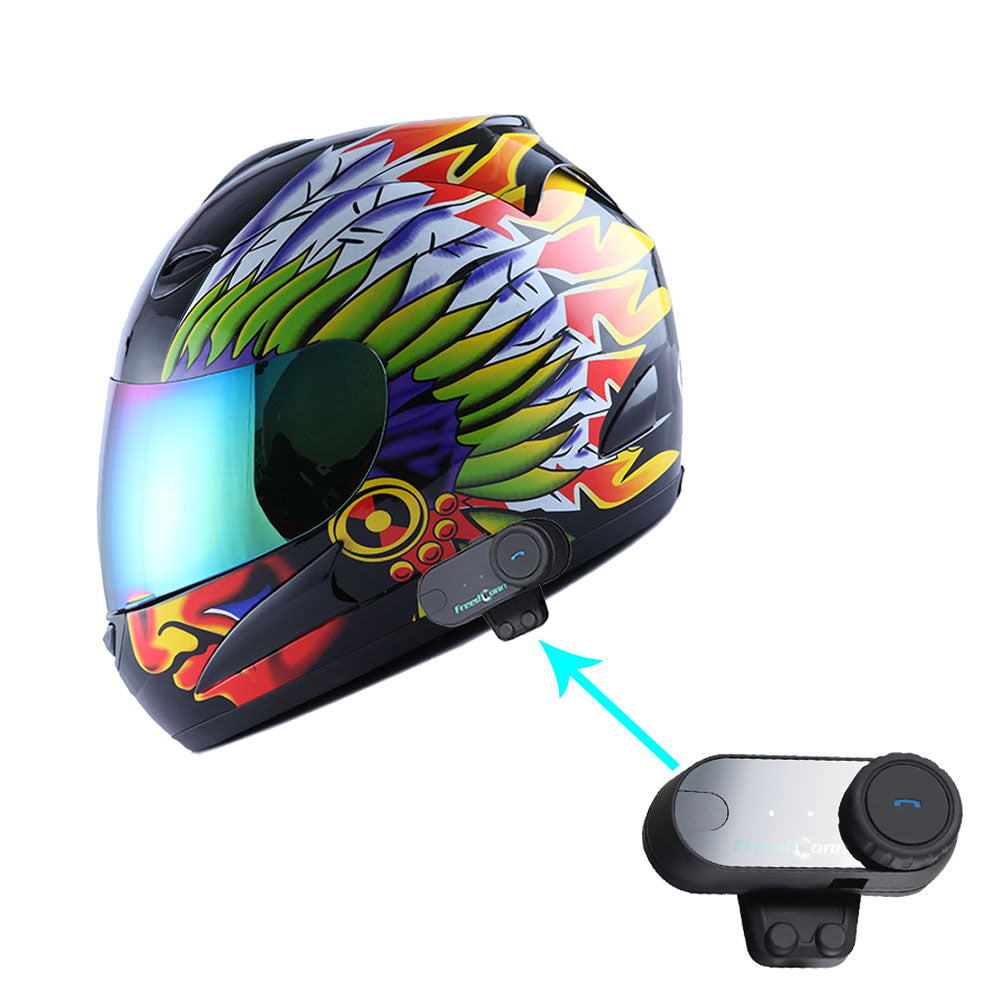 WOW Motorcycle HJM Street Bike Full Face Helmet + Motorcycle Bluetooth Headset