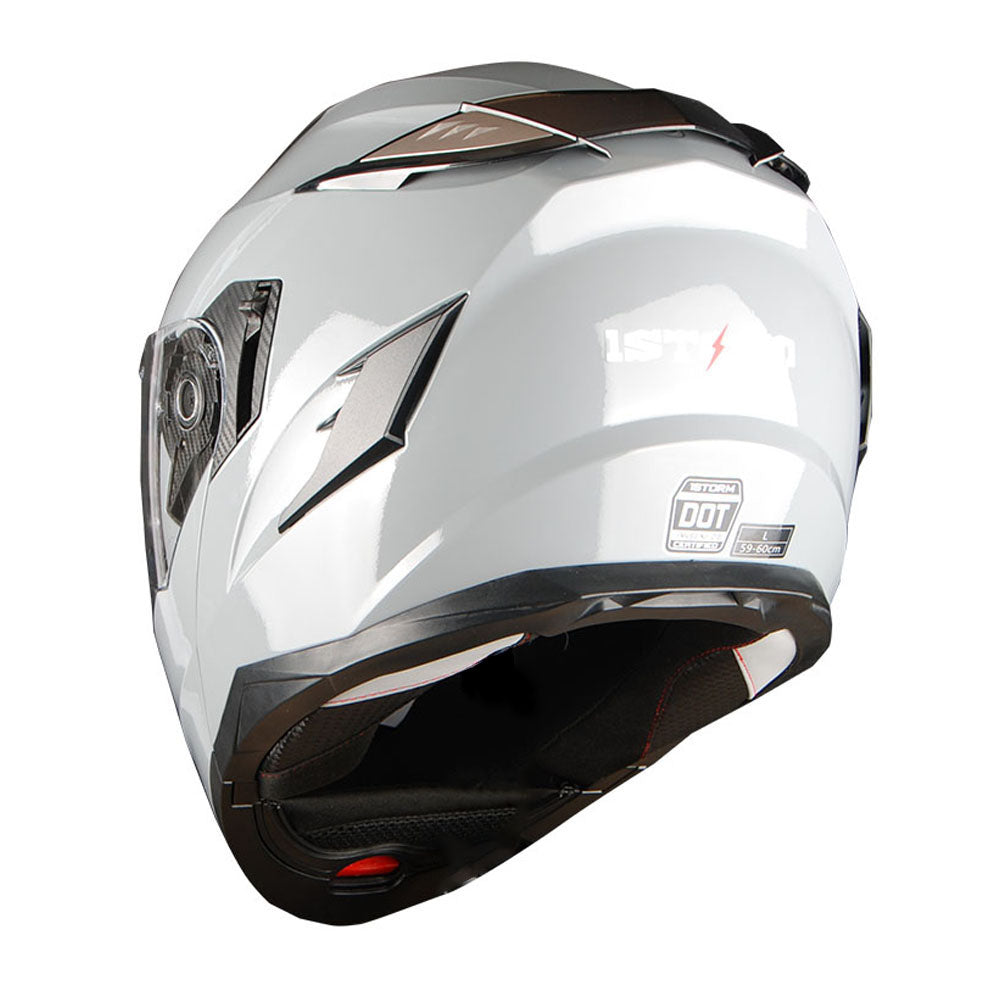 1Storm Motorcycle Modular Full Face Helmet DOT Adults Street Bike  Flip up Dual Visor Sun Inner Shield Anti Fog Pinlock Shield + Motorcycle Bluetooth Headset