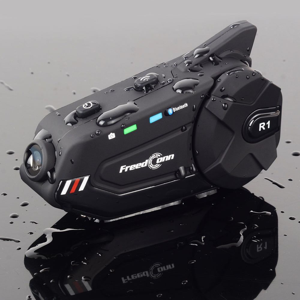 FreedConn R1 PRO - Auriculares Bluetooth para motocicleta con  cámara 2K [bloqueo de sensor G], sistemas de intercomunicación para casco  de 2-8 ciclistas de 1500 M, cámara para casco de motocicleta, : Electrónica