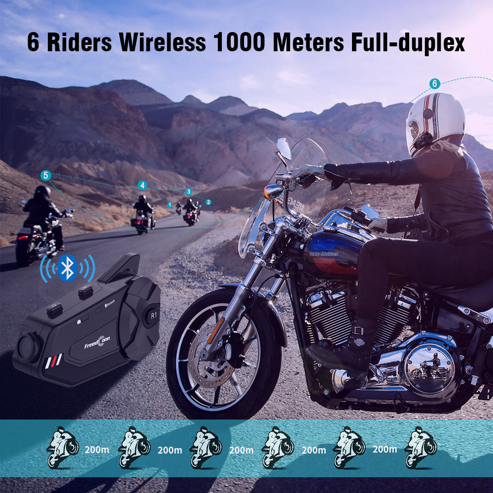 FreedConn Motocycle Helmet Waterproof Wireless Bluetooth Headset FDC-VB;  /FM Radio/800M Intercom/2 Riders Intercom/ Moto Biking & Skiiing/ 2 in 1  microphone; 
