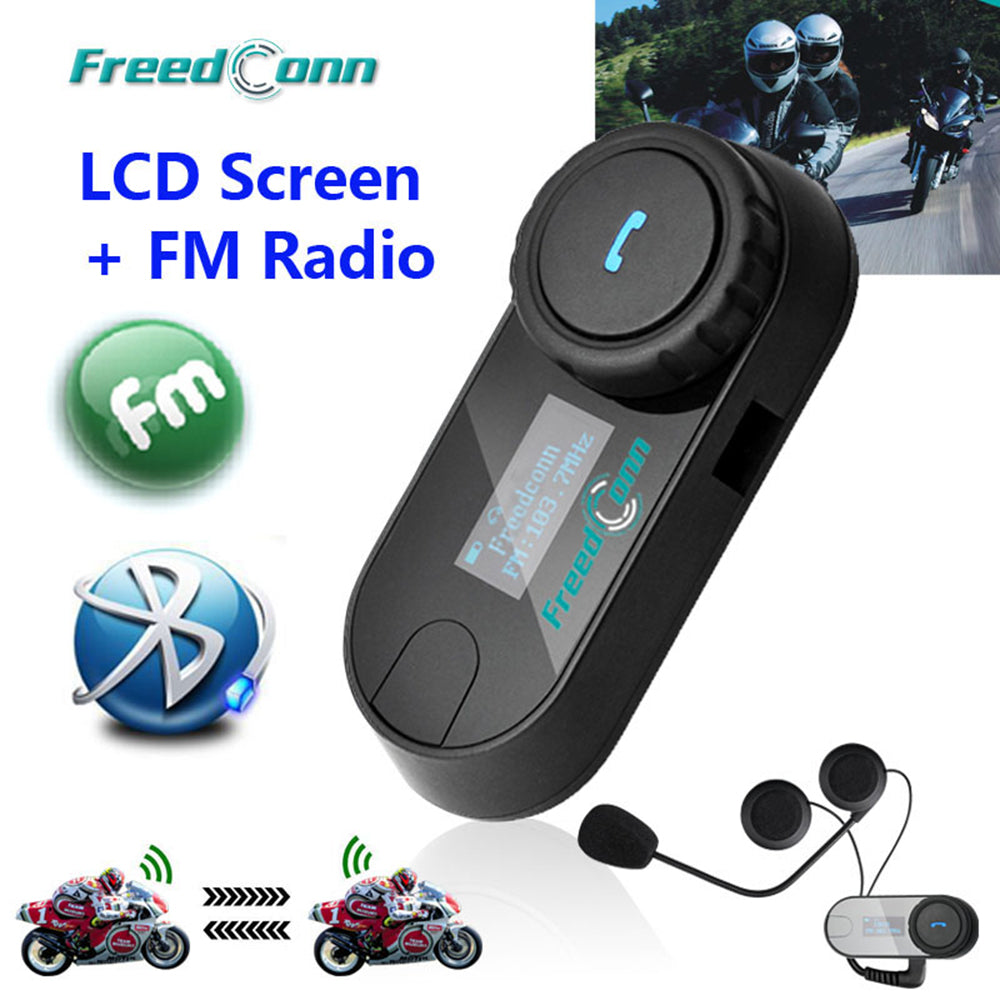 FreedConn Motocycle Helmet Waterproof Wireless Bluetooth Headset TCOM-SC; /LCD Screen/FM Radio/800M Intercom/2 Riders Intercom/ Moto Biking & Skiiing/2 in 1 microphone;
